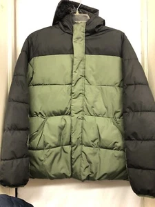 Boys 2X or 18 Wonder Nation Hooded Puffy Coat Zip Front Fur Lined Hood - Picture 1 of 5