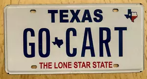 TXS LONE STAR STATE VANITY AUTO LICENSE PLATE " GO CART " RACE TX SOAP BOX DERBY - Picture 1 of 1