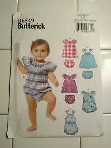 B6549 Butterick Größe NB-18mo Baby Kleinkind Mädchen Strampler Kleid Höschen Muster UNGESCHNITTEN - Bild 1 von 3