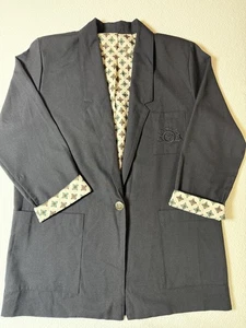 Blazer Barrie Stephens vintage para mujer mediano negro con escudo bordado forrado EE. UU. - Imagen 1 de 6