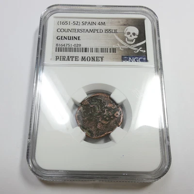 Moneda de 4 maravedís contraestampada 1651 1652 NGC genuina - España #56403A Foto 1 de 4