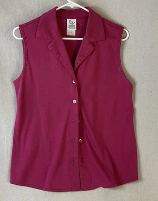 Weekenders Vintage Sleeveless Collared Button Up knit Shirt Pink Size M - Image 1 of 3