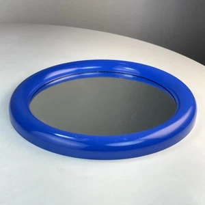 Vintage 12.25” Circle Blue Plastic Wall Mirror Space Age 80s 90s Post Modern - Picture 1 of 11