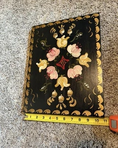 Handbemalte Rosemaling Holz Plakette skandinavische Volkskunst Wandbehang 1985 - Bild 1 von 3