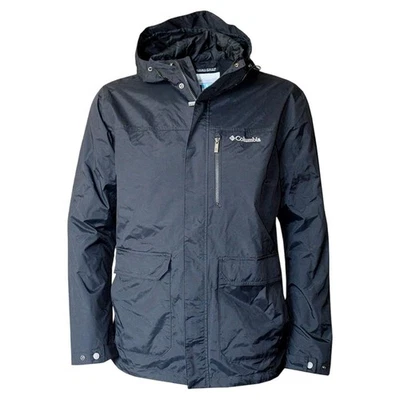 Chaqueta impermeable con capucha Columbia para hombre negra Oak Springs Omni Tech talla mediana Foto 1 de 4