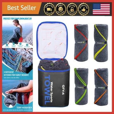 Paquete de 4 toallas de microfibra de secado rápido - ligeras, súper absorbentes para viajes, gimnasio Foto 1 de 4