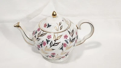 Tetera Kensington Precio Vintage con Rosas Rosadas y Borde Dorado, #3317 Hecha en Inglaterra Foto 1 de 4