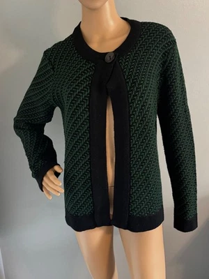 Suéter cárdigan vintage años 80’s Carducci para mujer M azul marino y verde Foto 1 de 4