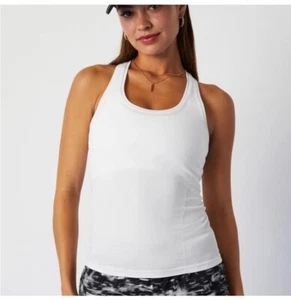 Fabletics White Feather Tech+ Racerback Tank Womens M Moisture-Wicking Anti-Odor - Picture 1 of 12