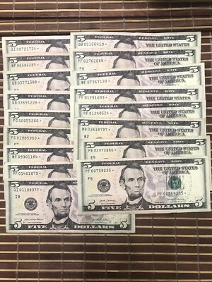 17-piece $5 Dollar Circulated Star Notes Various Conditions/Years - Image 1 of 2
