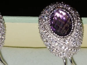 Nuevo conjunto de pendientes Judith Ripka bisel mónaco amatista y diamonique preciosos - Imagen 1 de 6