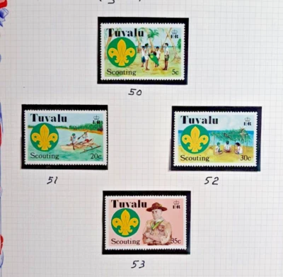Sello Tuvalu Sc 50-53, edición Boys Scout, único y negro 4, 2 escaneos MNH CV$ 8 (GT) Foto 1 de 2