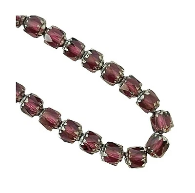 50 cuentas catedral tubo facetado 6 mm vidrio checo plata violeta oscura amatista Foto 1 de 2