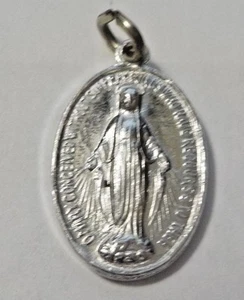 Colgante Medalla Vintage Pequeño Tono Plata O Mary Concebido Sin Pecado - Imagen 1 de 2