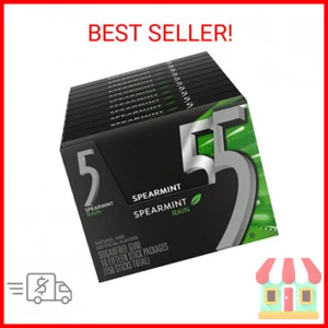 5 Gum Spearmint Rain Sugar Free Chewing Gum Bulk, 15 Stick Box (Pack of 10) - Picture 1 of 2