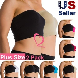 Paquete de 2 sujetadores deportivos para mujer talla grande sin tirantes sin tirantes XL-4X - Imagen 1 de 13