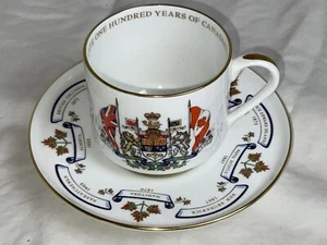 Aynsley Bone China Tea Cup & Saucer Commemorate Canadian Confederation 1867-1967 - Picture 1 of 6