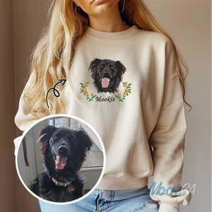 Custom Dog Portrait Embroidered Sweatshirt, Custom Pet Embroidered Hoodie, Perso - Picture 1 of 10