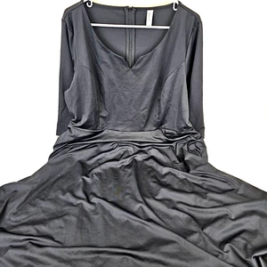 Womens Plus Size Black 2XL Runwind Fit and Flare A-Line 3/4 Sleeve Midi Church W - Picture 1 of 9