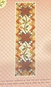 Lovely GARDEN GATE Table Runner Applique Quilt Pattern 12"x44" Stars Stems - Picture 1 of 7