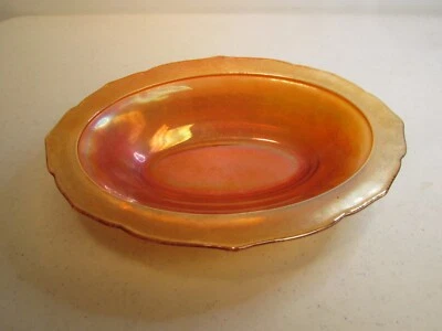 Federal Glass Normandie Bouquet Lattice Marigold Oval Platter 10 1/2"  7 1/4 w - Image 1 of 4