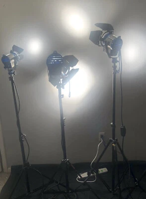 Kit de luces Arri con 600 W, 300 Plus y 150 luces, 3 puertas de granero, 3 soportes de luz y estuche Foto 1 de 4