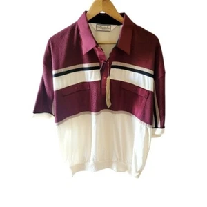 Classics By Palmland Burgundy and White Polo Shirt Vintage New with Tags - Picture 1 of 4