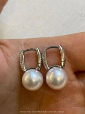 Lovely 3.50Ct Round Cut Pearl Diamond Drop/Dangle Earring's 14K White Gold Over - Image 1 of 4