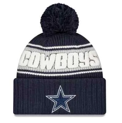 Dallas Cowboys New Era 2024 Sideline On-Field Sport Pom Knit Beanie Hat -NWT - Image 1 of 2