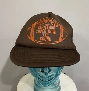 VINTAGE 1988 AFC CHAMPIONSHIP Cleveland Browns Foam Cap NFL Trucker Hat Brown - Picture 1 of 8