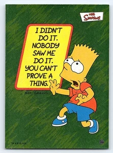 2002 Topps The Simpsons Kaugummi & Sticker #16 I Didn't Do It. Bart Folie - Bild 1 von 2
