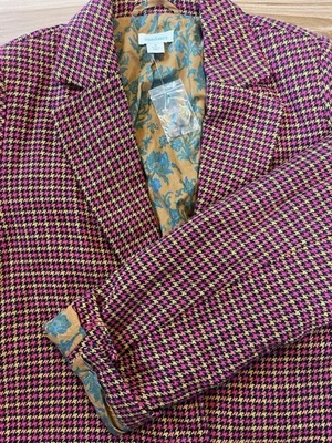 Nuevo Blazer Sundance Mayra a Cuadros Para Mujer Mediano M Pata de Gallo Rosa Mostaza Floral Foto 1 de 4