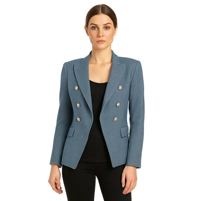 $195 Casa Blanca Mercado Negro WHBM Denim Turquesa Claro Blazer Estudio Talla 14 Foto 1 de 4