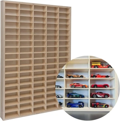 Holzregal für Spielzeugautos KRUZZEL, 90 Fächer, Kinderzimmer Organizer - Bild 1 von 4