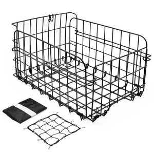 Rear Bike Basket, Waterproof Metal Wire Bicycle Basket with Adjustable Cargo ... - Picture 1 of 7