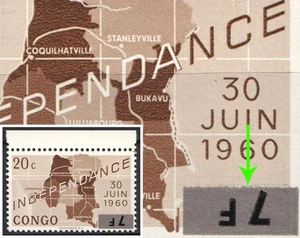 1964 7fr auf 20c Kongo, Mi. 189, UMGEKEHRTER AUFDRUCK, signiert, postfrisch - Bild 1 von 3