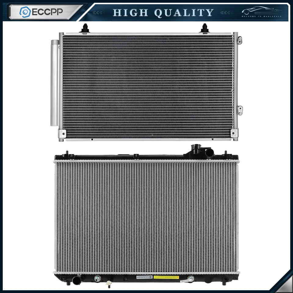 Aluminum Radiator & AC Condenser Cooling Kit For 2001-2006 07 Toyota Highlander Foto 1 de 4