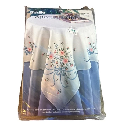 Vtg Bucilla Stamped Cross Stitch Kit Bridal Bouquet Table Topper #63342 No Floss - Image 1 of 4