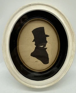 Vtg Victorian Gentleman Silhouette Print Sidney Z. Lucas Oval Plaster Frame GC - Picture 1 of 14