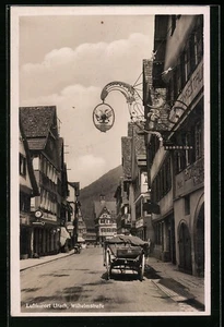 Urach, Ansichtskarte, Wilhelmstraße mit Gebäuden 1934  - Picture 1 of 2