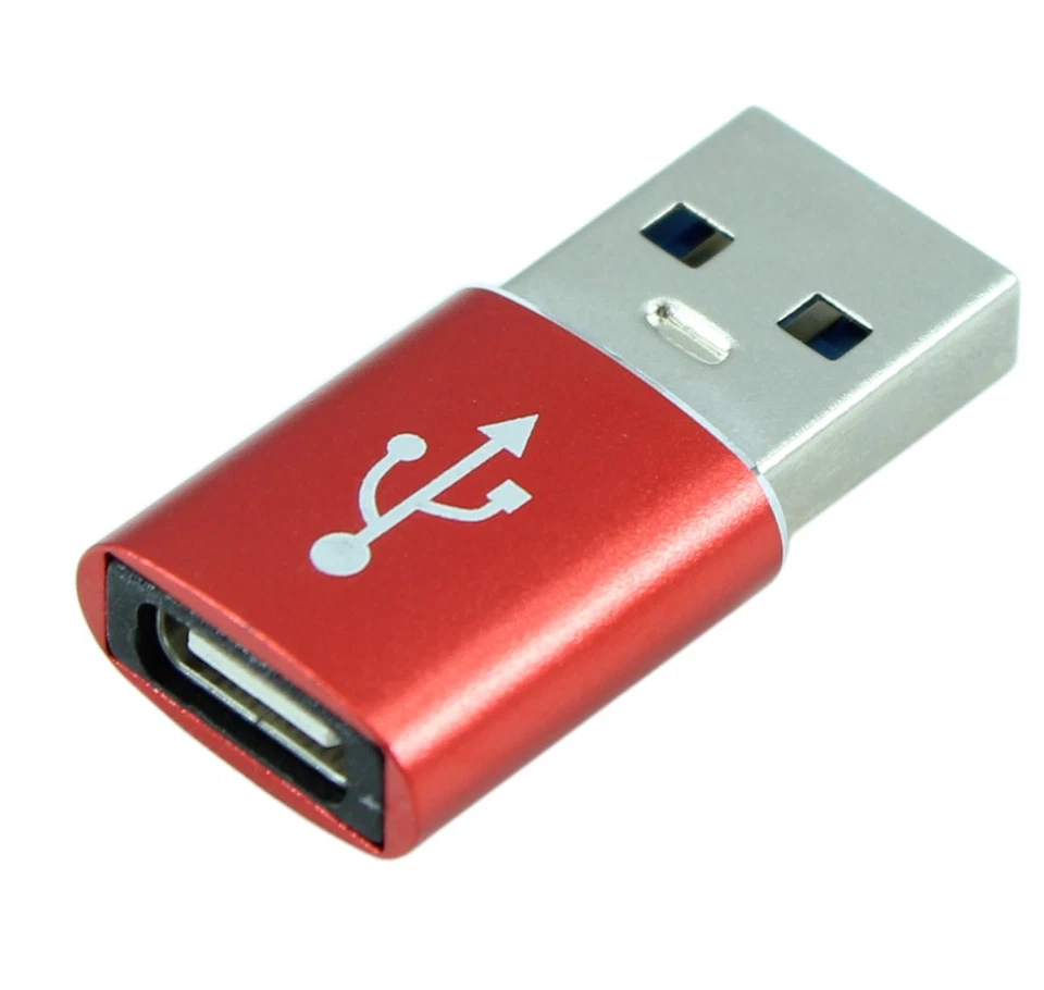 USB 3.2 Gen 1 Type-C Female to USB Type A Male Aluminum Shell Adapter  Red - Image 1 of 2