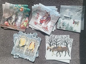 Tovaglioli decoupage Natale LOTTO 12 tovaglioli animali formato cocktail spedizione gratuita    - Foto 1 di 6