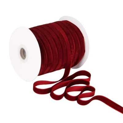 Fita de veludo Borgonha 3/8"" 50 jardas tecido de veludo fita vintage para Cristo... - Imagem 1 de 4