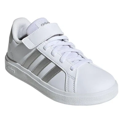 ADIDAS SNEAKERS JUNIOR GRAND COURT 2.0 GW6516 BIANCO ARGENTO in PELLE - Bild 1 von 4