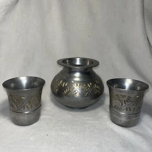 Metal Indian Middle East Engraved Pot Vase Planter Cups Drinking Lota Water Pot - Picture 1 of 8