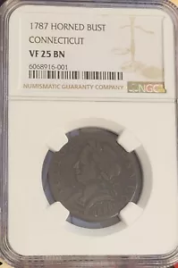 1787 connecticut horned bust NGC vf 25 - Picture 1 of 3