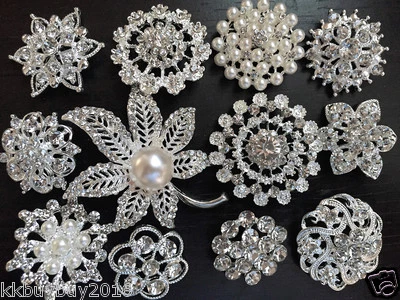 Lote de 12 piezas estilo vintage broche cristal estrás boda ramo kit Foto 1 de 4
