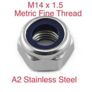 M14x1,5 Nyloc Mutter Edelstahl Muttern A2 Nylon metrisch Feinteilung M14 x 1,5 mm - Bild 1 von 10