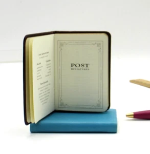 Address Book MINI 3x4" Leather Cover 160 Tabbed Pages Post Miniatures BLUE - Picture 1 of 4