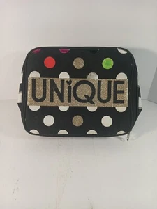 Justice Personalized "UNIQUE" Soft Makeup Bag Poka Dot/Stripe/Multi-Color - Picture 1 of 5